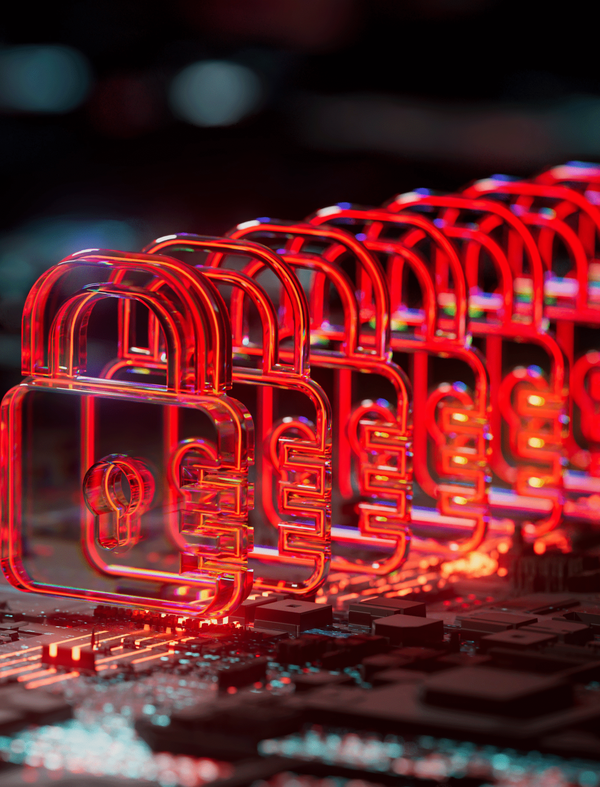 Row of read padlocks